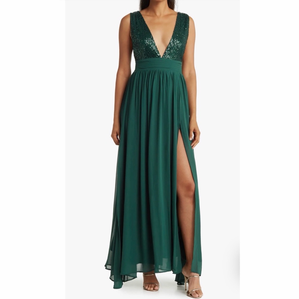 Love By Design Emerald Sequin Maxi Dress | Spring Gala Formal Gown
